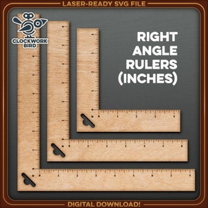 Set haakse linialen (VS/inch) - uniek lasergesneden bestand