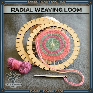 Radial / circle weaving loom kit with comb and needles (2 sizes)