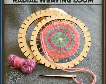 Radial / circle weaving loom kit with comb and needles (2 sizes)