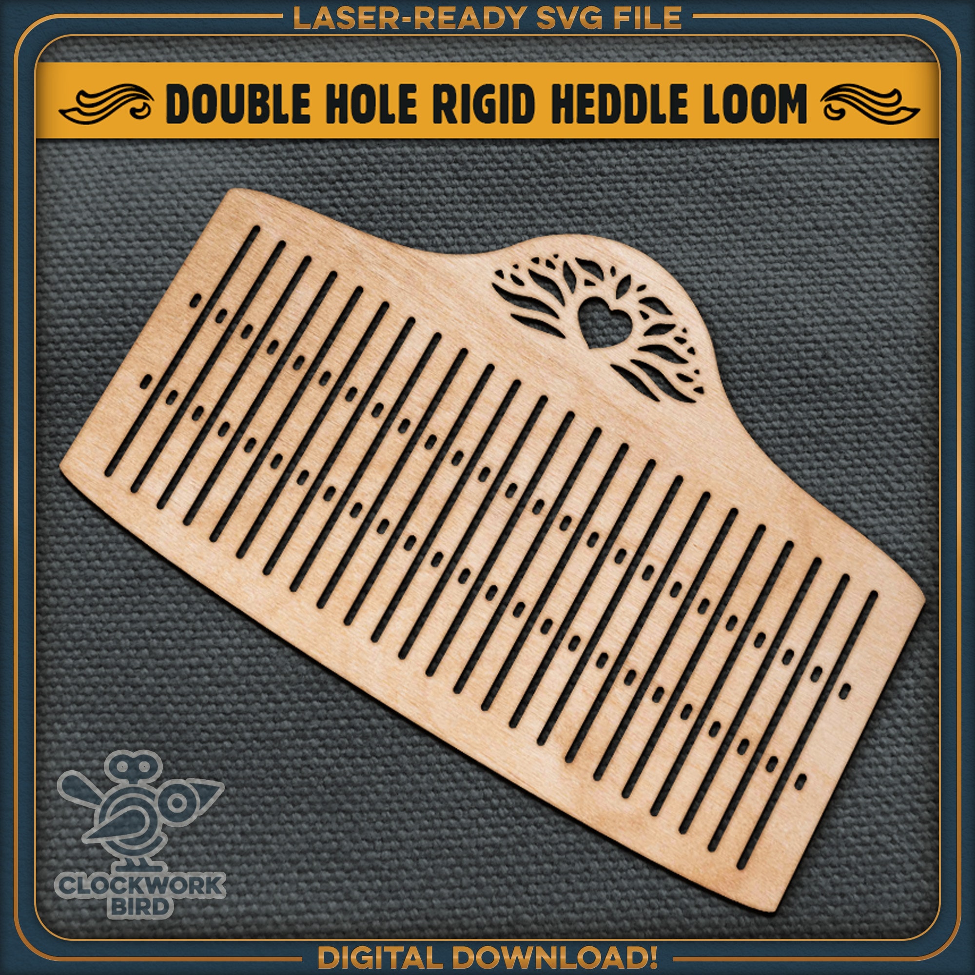 Double Hole Tape Loom, Rigid Heddle Loom for 73 Threads (SVG Laser