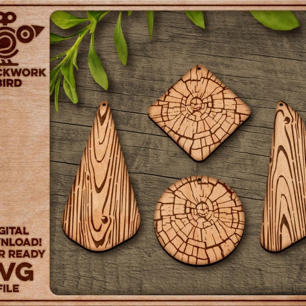Wood grain earrings - Unique laser cut file