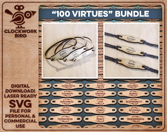Bracelet SVG Files: 100 Virtues Laser Cut Designs - Glowforge Ready