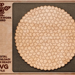 Complex jigsaw puzzle template: Rough circle (271 pieces) - Unique laser cut file