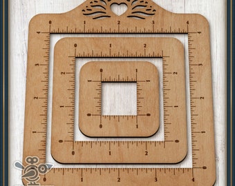 Swatch Ruler Set (3 sizes) - Laser Cut Files for 1", 2.5", and 4" Measurements in US Imperial Inches