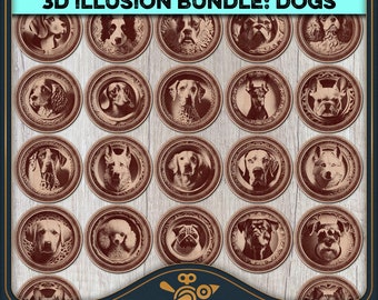 Dog Breeds 3D Illusion SVG Bundle: Laser Engraving Files