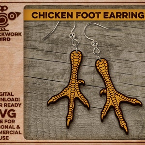 Boucle d'oreille / pendentif pied de poule - Fichier unique découpé au laser