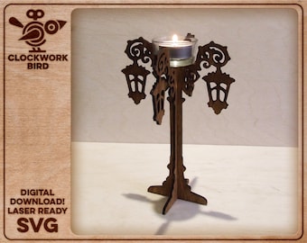 Victorian Street Lamp Tea Light Holder & Jewelry Stand - Laser Cut File (SVG)