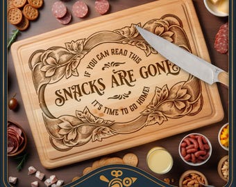 Tabla de embutidos vintage en formato SVG, diseño floral "Se acabaron los aperitivos" (corte láser).