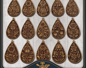 Floral Earring SVG Bundle: 15 Laser Cut Flower Designs