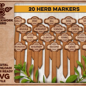 Herb Markers / Plant stakes - Unique laser cut file