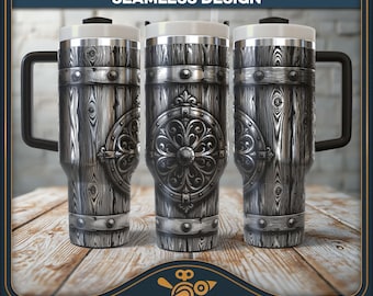 Viking Wooden Cup 40oz Tumbler Wrap SVG, Laser Engraving File