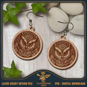 Spirit Owl Ohrringe SVG - Native American Indian Totem Circle Ohrring Design - Einzigartige Laser-Datei zum Schneiden und Gravieren