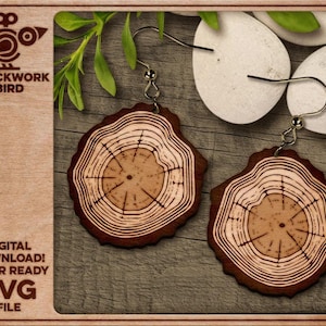 Wood Slice Earrings: End Grain Laser Cut SVG (Digital Download)