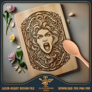 Scremen Sirene Dekoratives Schneidebrett SVG / Charcuterie Brett Laser-Datei - Vintage-Stil Design für die Lasergravur