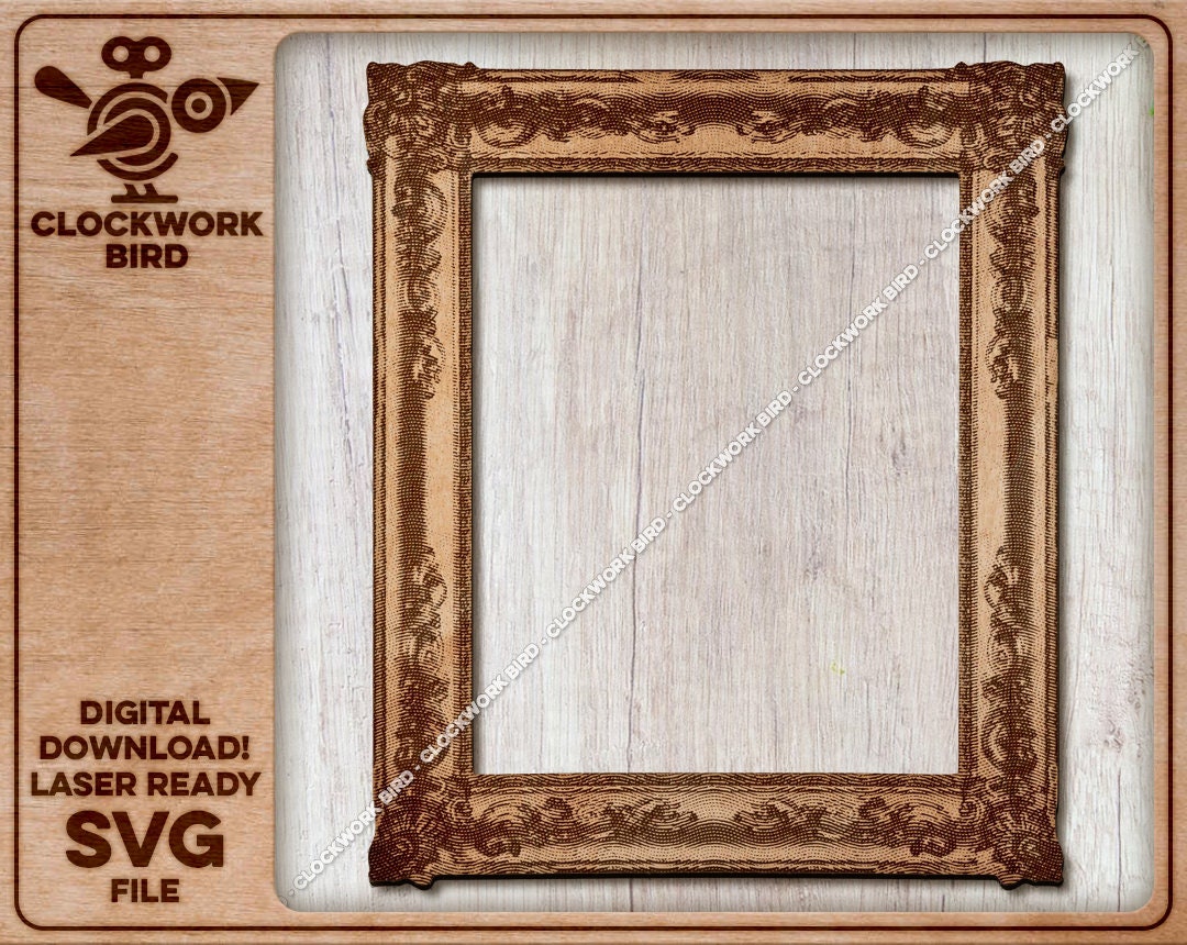Rectangular Picture Frame With Fine Engraving - SVG Laser File - Etsy