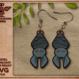 Sleeping Bat Earrings: Laser Cut SVG File (Digital Download)