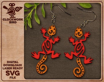 Elven Lizard Earrings SVG: Laser Cut File - Digital Download
