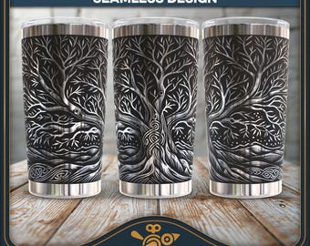 Celtic Tree of Life Tumbler SVG: Vintage Laser Engraving Design