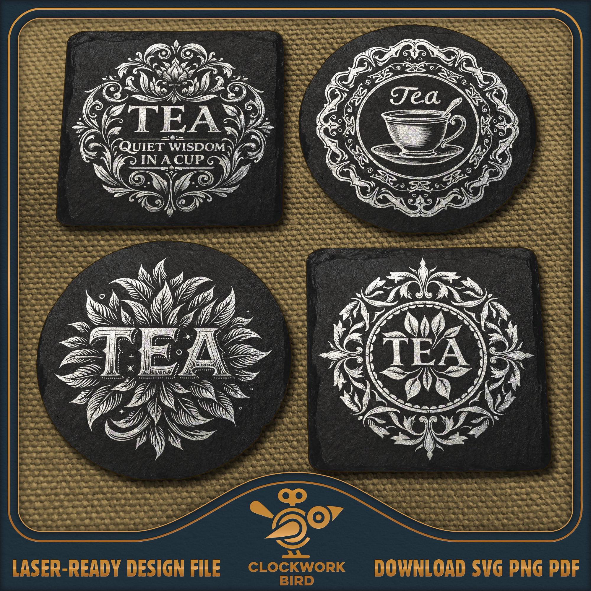 Farmhouse Tea Coaster Laser File: Vintage Slate Engraving (SVG