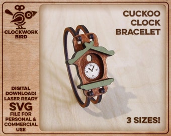 Cuckoo clock wristwatch / bracelet - Unique laser cut file