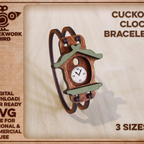 Cuckoo clock wristwatch / bracelet - Unique laser cut file