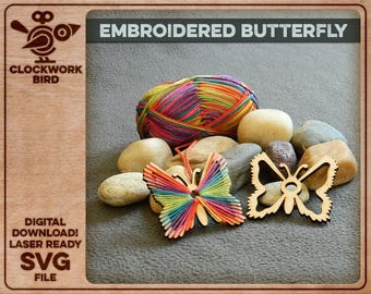 Butterfly Embroidery Pattern: Colorful Digital Laser File (SVG, PDF)