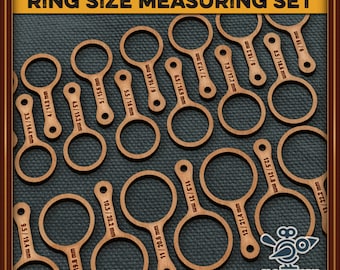 Ringgrößen Mess-Set / Ringmaßlehren (22 Stück) - Einzigartige lasergeschnittene Datei