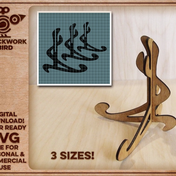 Art Nouveau / Secession style easel, photo stand, picture holder / display in 3 sizes - Unique laser cut file