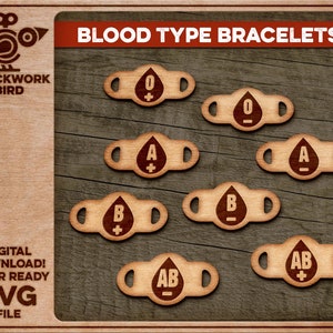 Blood type bracelet charms - Unique laser cut jewelry file