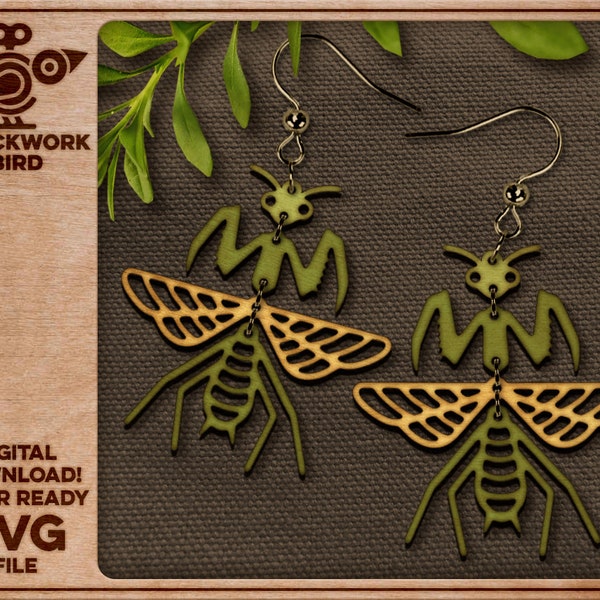 Elven mantis earrings - Unique laser cut file