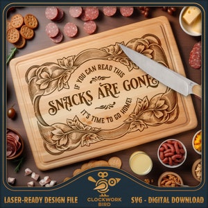 Snacks Are Gone SVG / charcuteriebordlaserbestand - vintage ontwerp voor lasergravure