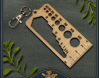 Nut and Bolt Gauge: Laser Cut Measuring Keychain (SVG Download)