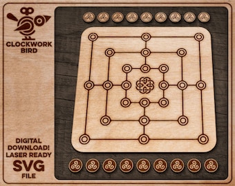 Mill game / Nine men&#39;s Morris / Cowboy Checkers - Unique laser cut file