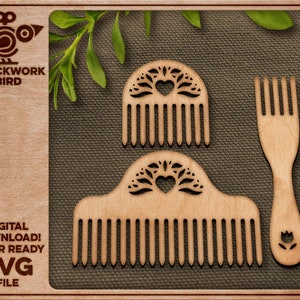 Medieval / Viking style weaving fork and combs 2 different sizes image 2