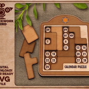 Calendrier quotidien puzzle (puzzle par jour) - Fichier unique découpé au laser