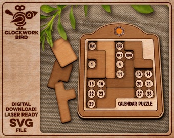 Daily calendar puzzle (puzzle a day) - Unique laser cut file