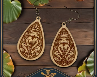 Frog Prince Earrings SVG: Laser Cut Dangle Earring Design (Digital Download)