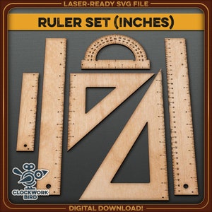 Accurate ruler set (US / imperial - inches) - Back to School, Unique laser cut file