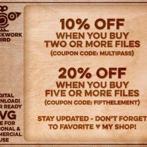 The image is a promotional advertisement for a company called "CLOCKWORK BIRD" that offers discounts on purchases of certain items. It includes text and logos to inform customers about the discounts and the company's name.