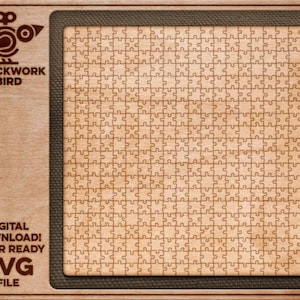Complex jigsaw puzzle template: Square - Unique laser cut file