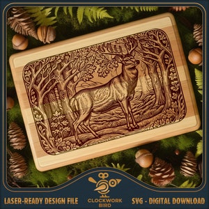 Snijplank SVG / charcuteriebord laserbestand: Majestic Stag Deer - snijplank ontwerpbestand voor lasergravure