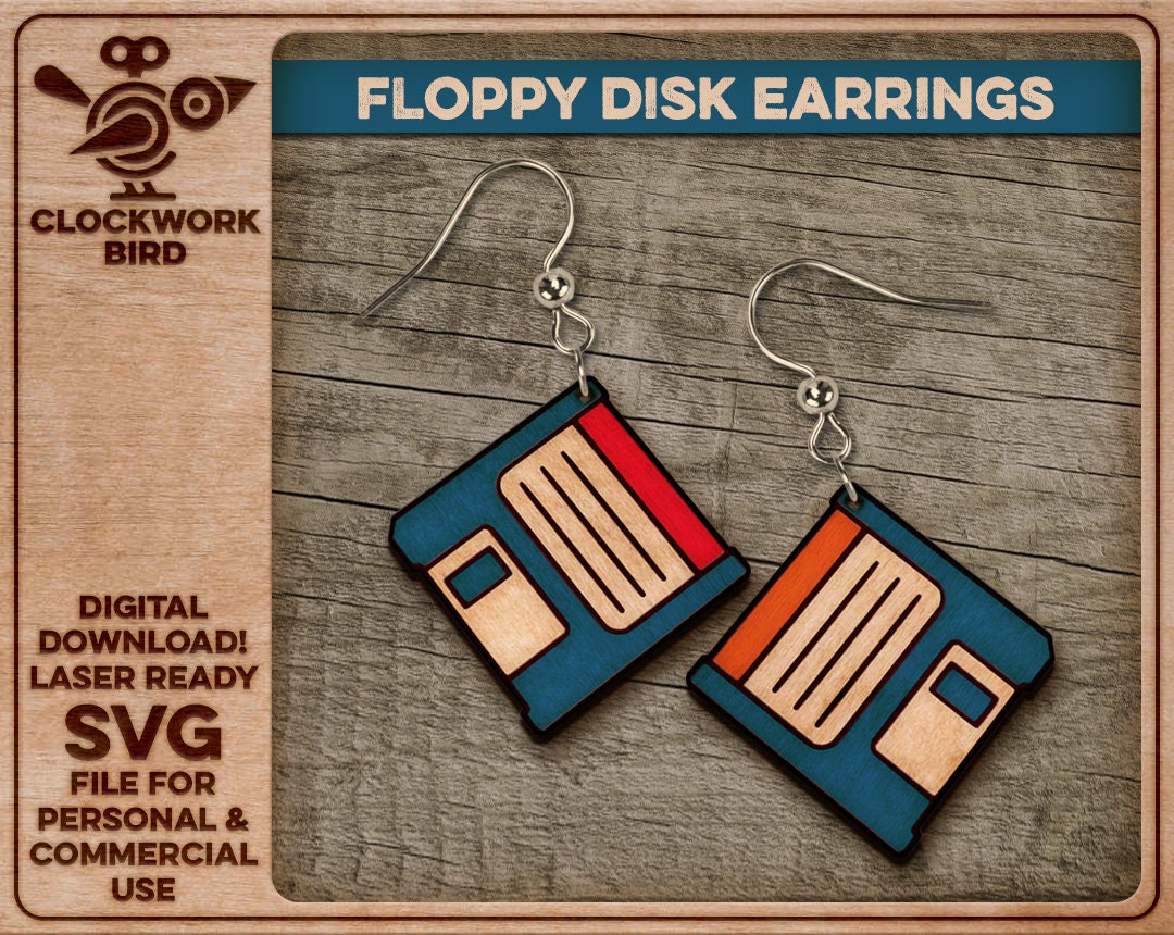 Floppy Disk Earrings for Geeks Unique Laser Cut File Etsy