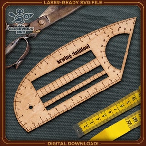 Sewing ruler / multitool - Unique laser cut file