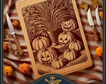 Jack-o'-lantern Cutting Board SVG: Laser Engraving File