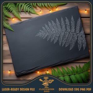 Archivo de grabado láser de fósil de hoja de helecho: diseño para grabado láser en formatos SVG, PDF y PNG