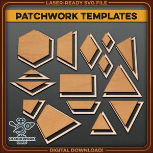 Hexagon Patchwork Templates: 15 Pieces with Seam Allowance