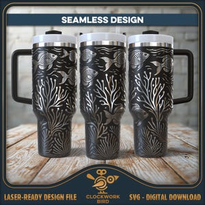 File laser SVG con motivo Sea Fishes Seamless Tumbler Wrap - Design in stile vintage per incisione laser di tumbler da 40 once