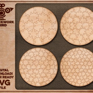 Jigsaw puzzle templates: Circle Unique laser cut file image 1