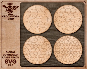 Jigsaw puzzle templates: Circle - Unique laser cut file