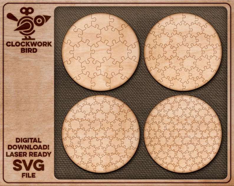 Jigsaw puzzle templates: Circle Unique laser cut file image 1